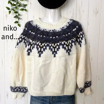 새상품급 niko and - 노르딕 무늬 양모 혼방 긴팔 니트 스웨터 M