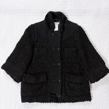 야에카 트위드 자켓 라이트 아우터 라메 퍼 블랙 일본제