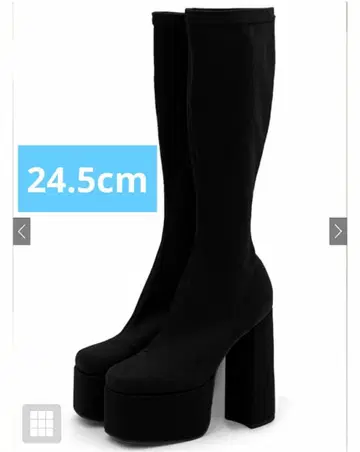 [ GRL ] 울트라 스트레치 청키힐 롱 부츠 [zr1238] 블랙