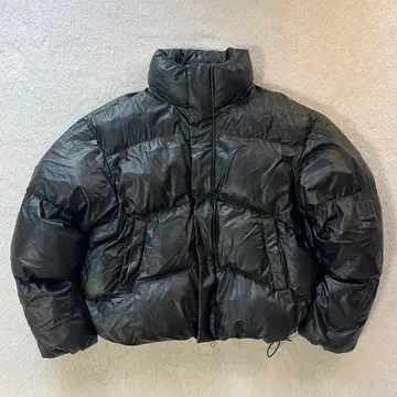 ZARA 인조 가죽 퍼프 자켓 다운 자켓 더블 지퍼 눕시