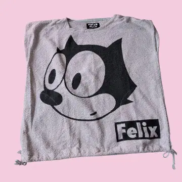 펠릭스 Felix the Cat 타월 원단 T셔츠 쇼와 레트로 구제 의류