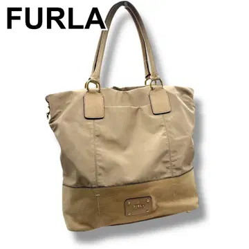 고품질 FURLA 훌라 나일론 x 가죽 토트백 숄더백 대용량