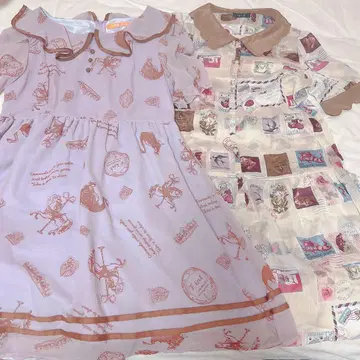 2세트 밀크 우표 패턴 원피스 핀트 클래시컬 걸리시