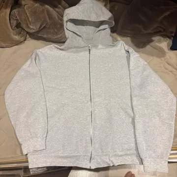 그레이 풀 집업 후드티 XL