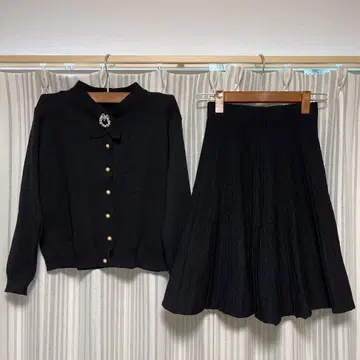 미니 원피스 셋업 스커트 니트 드레스 가디건 블랙