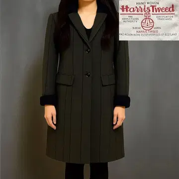 새상품급/L 해리스 트위드 체스터 코트 헤링본 트위드 콜라보