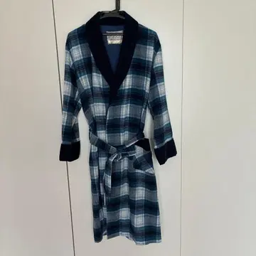 가운 블루 체크 가운 빈티지 쇼와 레트로