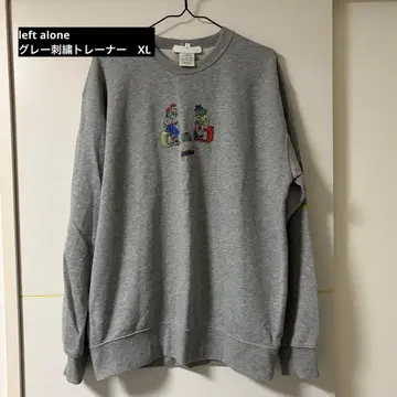 left alone 자수 맨투맨 트레이닝복 그레이
