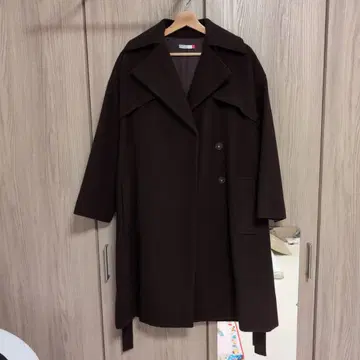 DVF STUDIO 다크 브라운 퍼플 롱 코트