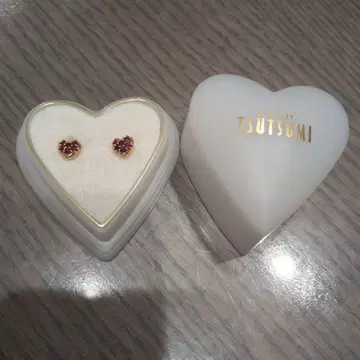TSUTSUMI 하트 모양 빨간색 귀걸이