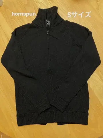 [ homspun ] 블랙 집업 터틀넥 스웨터