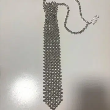 미사용 새상품 액세서리 비즈 타이 목걸이 메탈 비즈 넥타이 실버