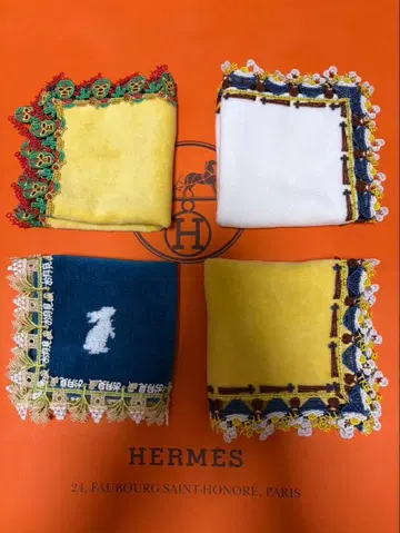 [ 미사용 새상품 ] 긴자와 레이스 타월 손수건 4장 세트!