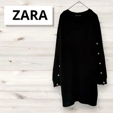 자라 니트 원피스 스웨터 긴팔 롱 블랙 펄 장식