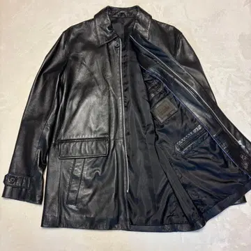 Christian Mode 블랙 가죽 코트 램 가죽 L