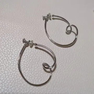 실버 후프 하트형 귀찌 약 5cm