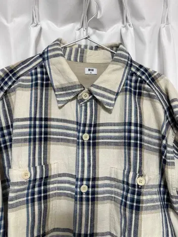 슬라브 코튼 체크 셔츠 XL 유니클로 긴팔 셔츠 체크 무늬