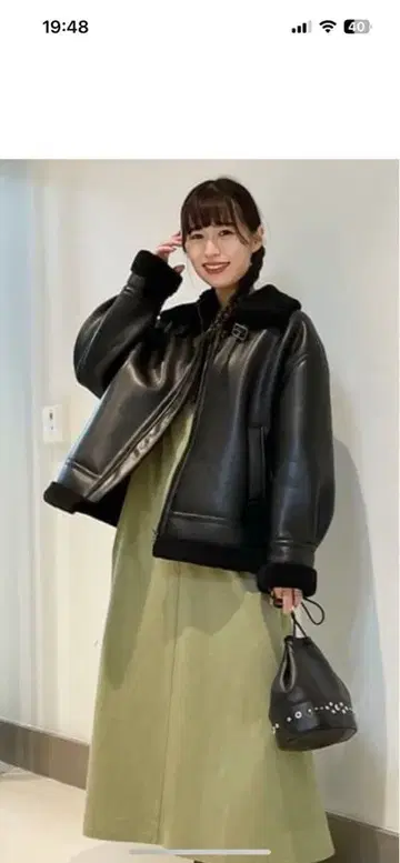 RayBeams 페이크 무스탕 보머 블루종