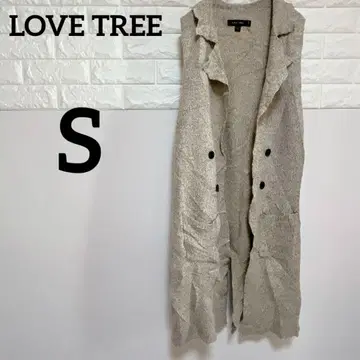 [ LOVE TREE ] S 니트 롱베스트 베이지 계열 옷깃, 버튼 포함