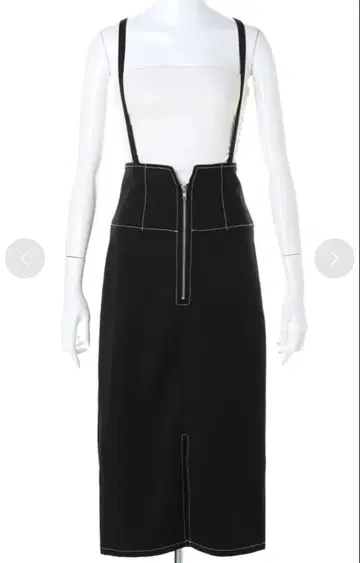 립서비스 서스펜더 하이웨스트 프론트 지퍼 스커트 블랙