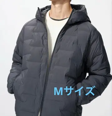 유니클로 퍼프 테크 후드티 남성용 M 사이즈 다크 그레이