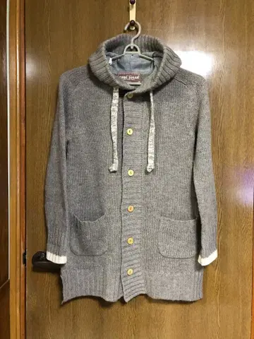 큐브슈가 니트 후드 롱 가디건