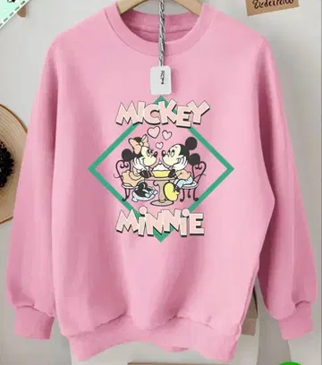 디즈니 미키 미니 그래픽 트레이닝복 핑크