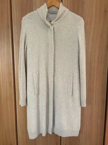 iCB 헤링본 무늬 탈부착 가능 라이너 포함 롱 가디건