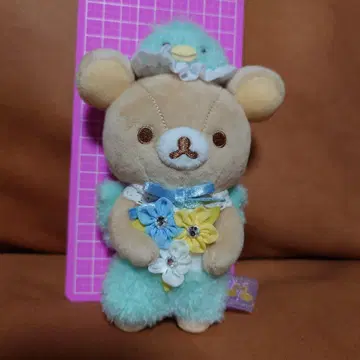 산엑스 - 리락쿠마 스토어 한정판 스완과 골드 컬러 꽃 걸이 봉제 인형