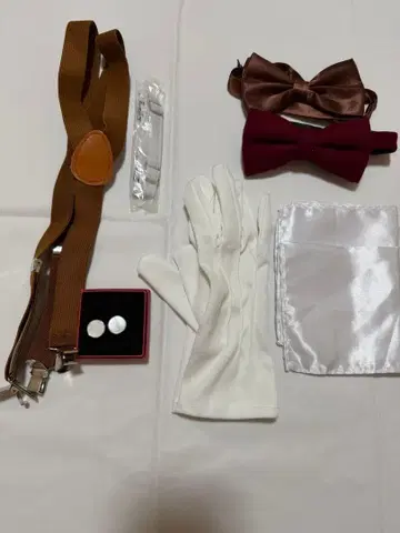 결혼식 신랑 잡화 세트 (나비 넥타이, 커프스, 서스펜더)