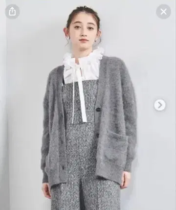 UNITED ARROWS 폭스 캐시미어 가디건 그레이