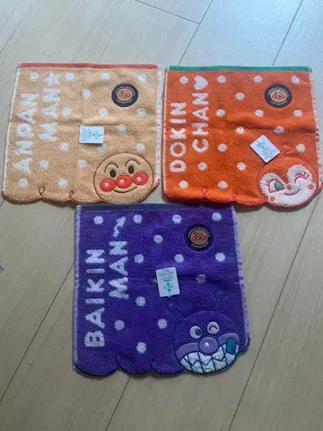 호빵맨 짤랑이 세균맨 미니 타월 3개 세트