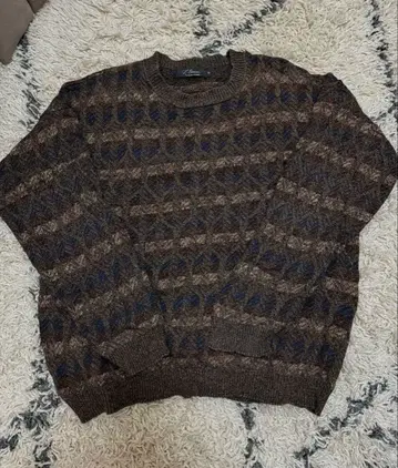 90s L. Etrenne 기하학 패턴 니트 스웨터 S