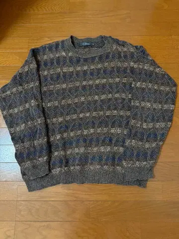 90s L. Etrenne 기하학 패턴 니트 스웨터 S