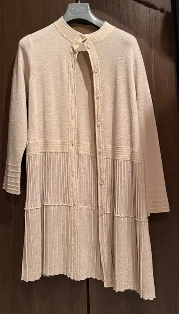 히로코비스 베이지 니트 플리츠 롱 가디건 긴팔 사이즈 11