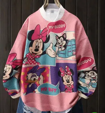 디즈니 미니 마우스 플리스 스웨터 핑크