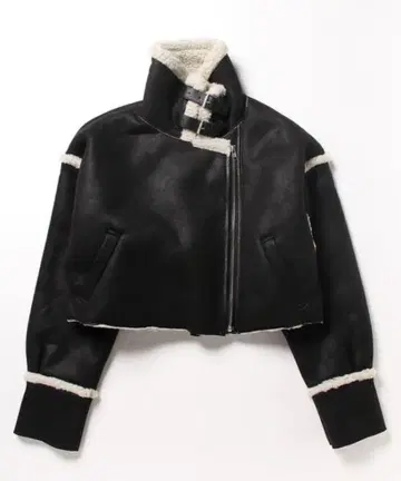 EVRIS 가죽 무톤 블루종