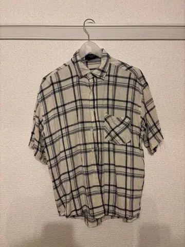 PLAN B 체크 무늬 반팔 셔츠 F 사이즈