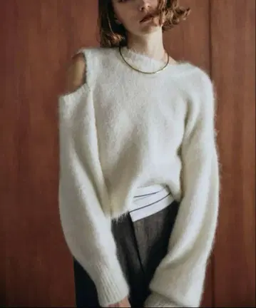 COCODEAL/슬릿 숄더 모헤어 MIX 니트