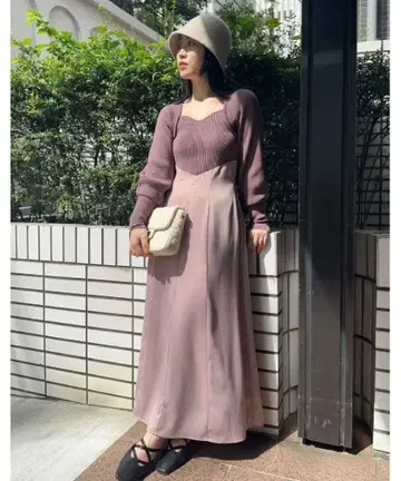 FRAY I.D 프레이 아이디 스퀘어 넥 콤비 원피스