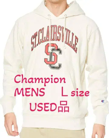 챔피온 그래픽 프린트 풀오버 후드티 오트밀 USED L