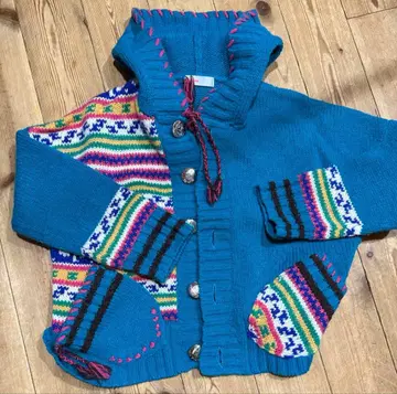 Ne-net 후드 부착 파랑 니트 가디건