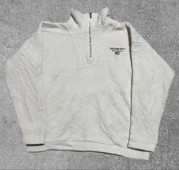90s USA제 빈티지 하프 지퍼 맨투맨 M 사이즈 화이트