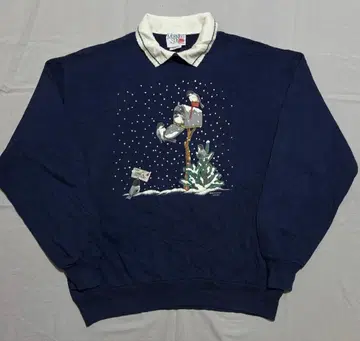 USA 미국제 맨투맨 트레이닝복 빅 프린트 애니멀 무늬 카라 부착