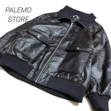 PALEMO STORE 퀼팅 가죽 자켓 루즈핏 블랙