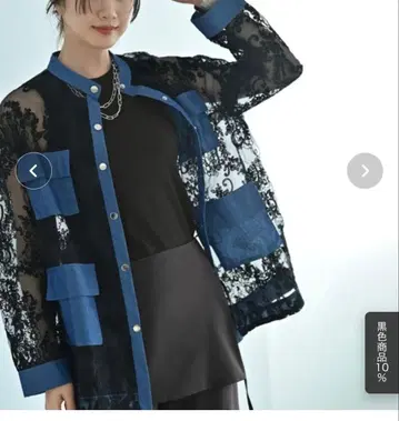 스타일 델리 BLK 001 데님 x 레이스 MIX 시어 셔츠