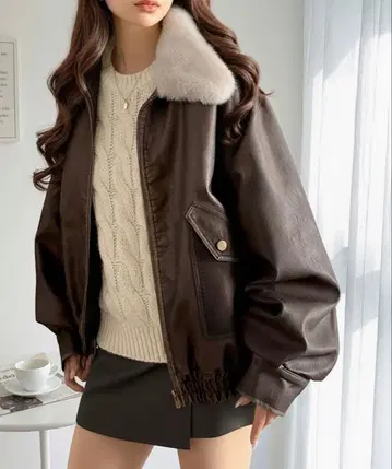 mily bilet 티펫 빈티지풍 인조 가죽 블루종