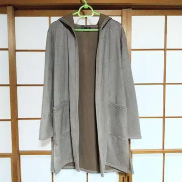 롱 코트 스웨이드 느낌 가을/겨울 아우터 여성용 브라운