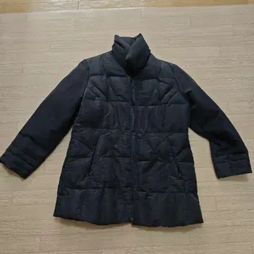 블랙 퀼팅 다운 자켓 롱 기장