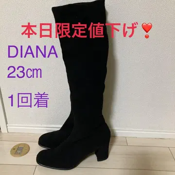 가격 인하 GINZA DIANA 블랙 스트레치 부츠 1회 착용 23cm